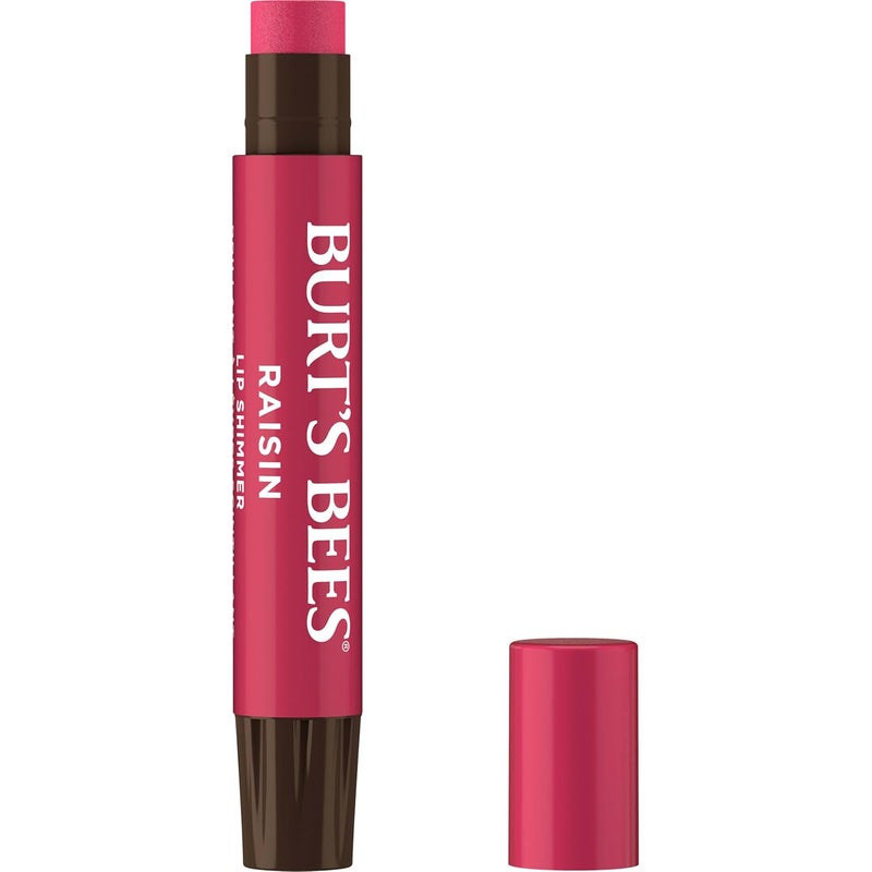 Burt's Bees Burts Bees Lip Shimmer Raisin Tinted Lip Balm Stick Moisturizing for All Day Hydration with Natural Glowy Pigmented Finish  Buildable Color 1 Count 009 Oz