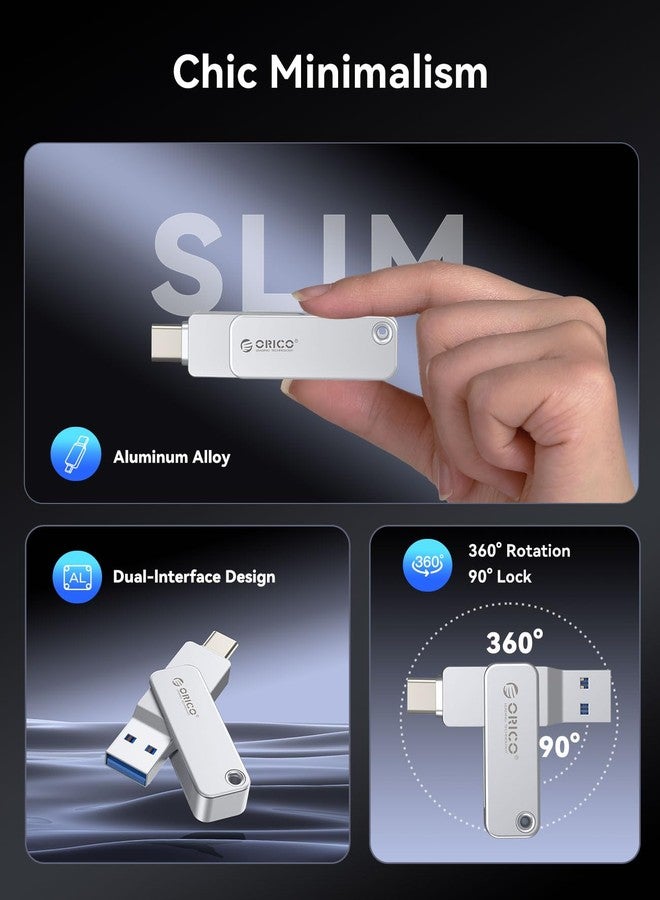ORICO 256GB Lady Flash Drive - Ultra-Slim Design for Smartphones & Laptops with 150MB/s Transfer Speed,Dual Connector USB Type-C and USB Type-A Flash Drive - EB05-256G - Image 3