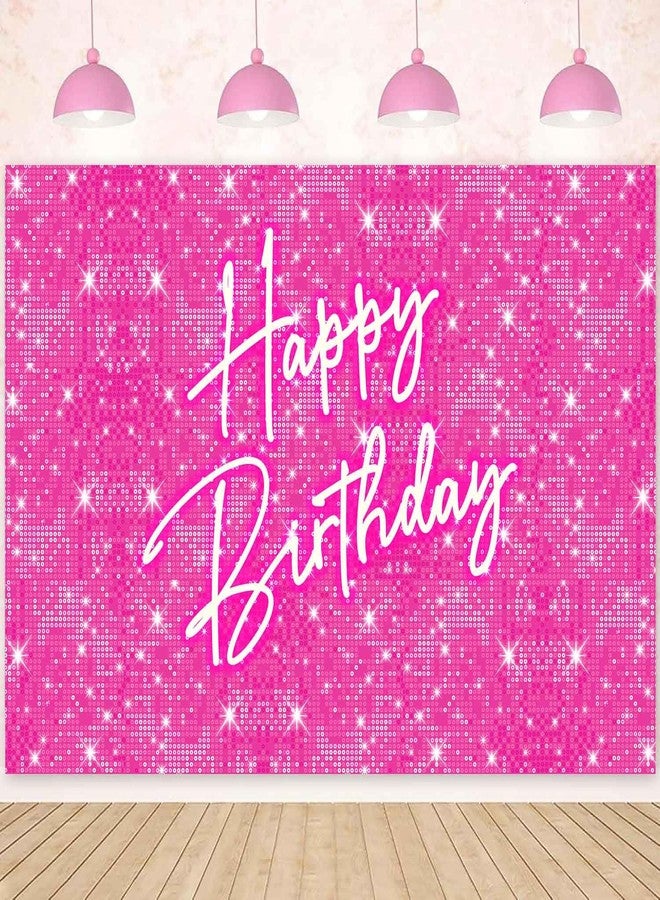 Sensfun 5x3ft Glitter Hot Pink Birthday Backdrop for Princess Girls Party Decorations - Shining Pink Circle Sequins Wall Background for Women - Neon Happy Birthday Banner Photo Studio Booth Props - Image 1