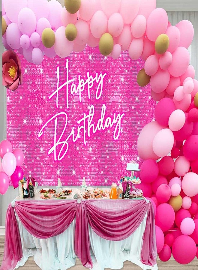 Sensfun 5x3ft Glitter Hot Pink Birthday Backdrop for Princess Girls Party Decorations - Shining Pink Circle Sequins Wall Background for Women - Neon Happy Birthday Banner Photo Studio Booth Props - Image 5