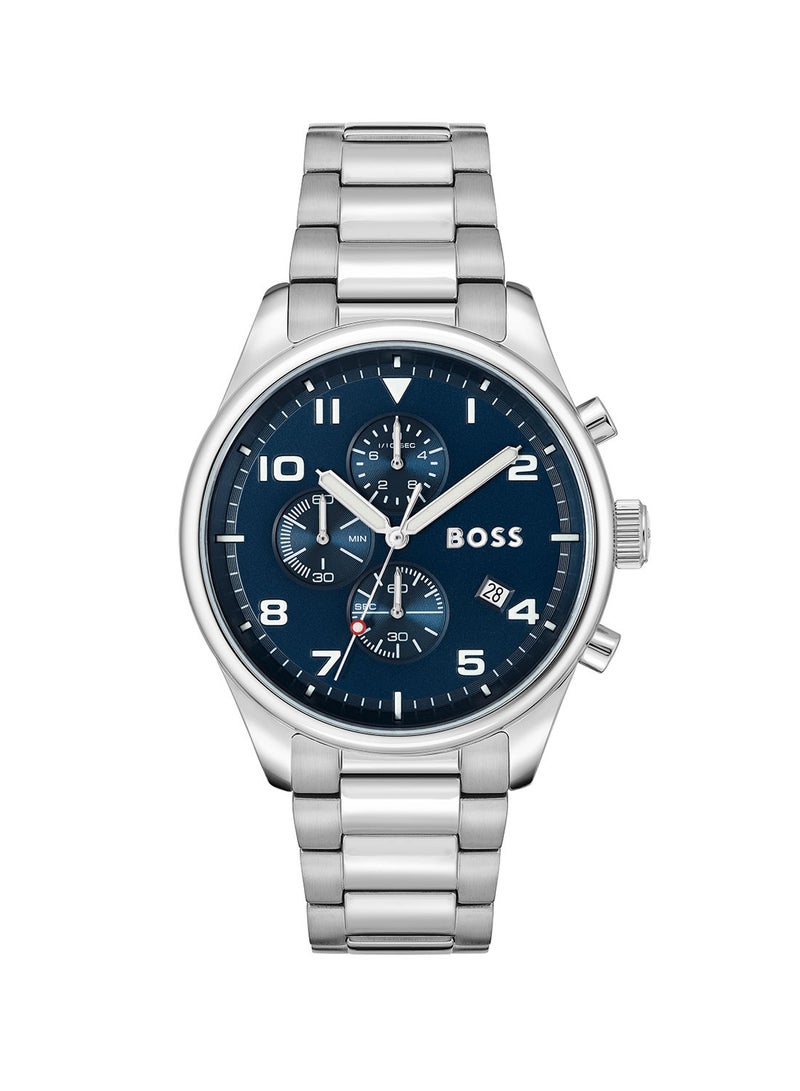 HUGO BOSS ساعة يد كرونوغراف من الستانلس ستيل للرجال 1513989 - Image 1