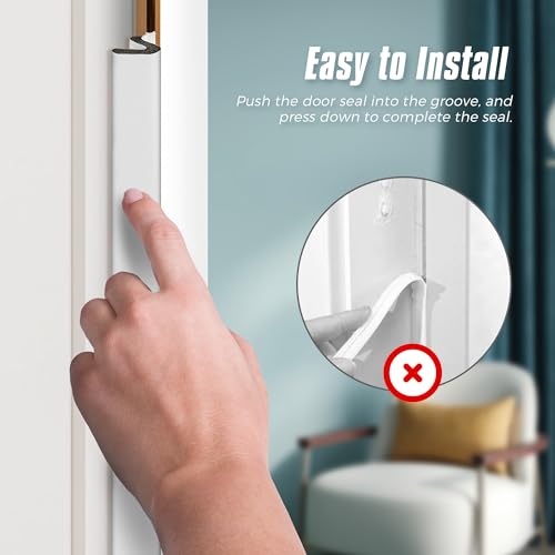 Ravinte Hardware Weather Stripping Door Seal Strip 28FT Soundproofing V-Shape Door Sealers for Large Gap, White - Image 5