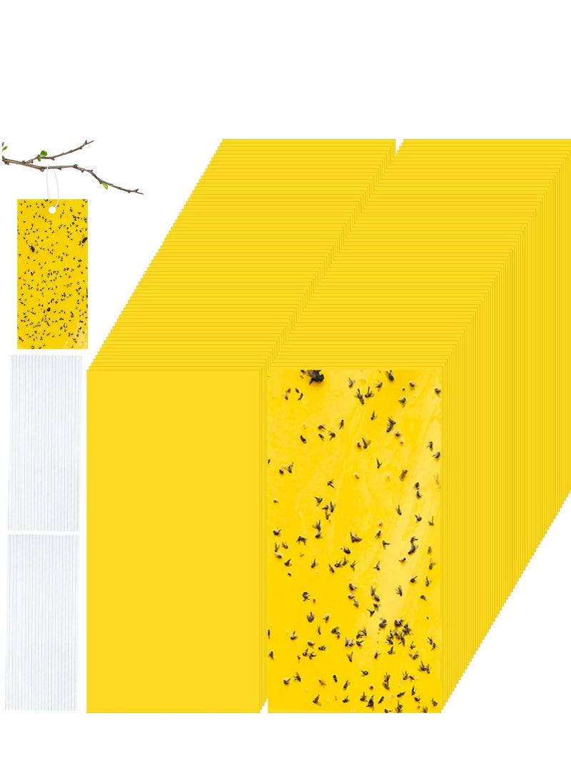 SYOSI - Fruit Fly Trap, 100Pack Yellow Double Sided Sticky Gnat Traps Killer, Yellow Gnat Traps Sticky Traps for House Indoor Outdoor Flying Plant Insect, Fungus Gnats Whiteflies Aphids Leaf Miners, 20X10CM - Image 1