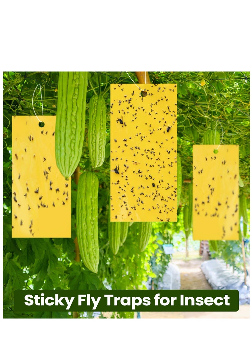 SYOSI - Fruit Fly Trap, 100Pack Yellow Double Sided Sticky Gnat Traps Killer, Yellow Gnat Traps Sticky Traps for House Indoor Outdoor Flying Plant Insect, Fungus Gnats Whiteflies Aphids Leaf Miners, 20X10CM - Image 1