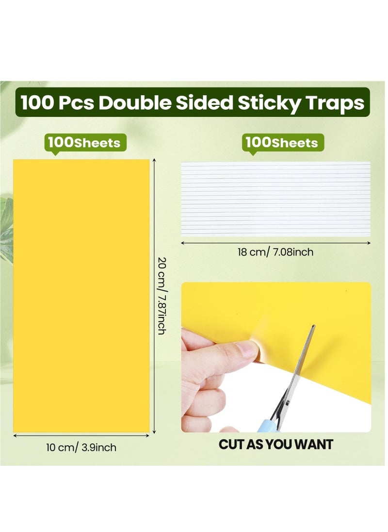 SYOSI - Fruit Fly Trap, 100Pack Yellow Double Sided Sticky Gnat Traps Killer, Yellow Gnat Traps Sticky Traps for House Indoor Outdoor Flying Plant Insect, Fungus Gnats Whiteflies Aphids Leaf Miners, 20X10CM - Image 1
