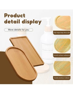 Oasisgalore Bamboo Tray, 4 Pieces Small Tray, Oval Wooden Trays, Small Serving Tray Cup Coaster (17.5x8.8x1.1cm)  - Image 2