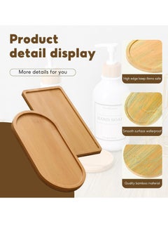 Oasisgalore Bamboo Tray, 4 Pieces Small Tray, Oval Wooden Trays, Small Serving Tray Cup Coaster (17.5x8.8x1.1cm)  - Image 3