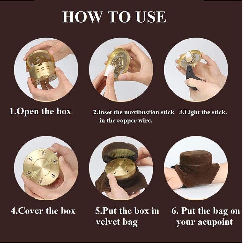 Uloveido 10-Years Purity 60:1 Ratio 54 Rolls Sticks Pure Moxibustion + 1 Copper Portable Smokeless Mugwort Moxibustion Moxa Box Round Shape Burner+1 Acupoint Mapè‰¾ç¸æŸ± è‰¾æŸ±å¸¦é“œç›’ç©´ä½å›¾ - Image 5