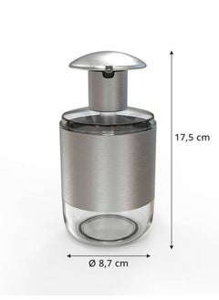 Primanova Hygenic Refillable Soap Dispenser Rust Proof Stainless Material 600 Ml Lotion Dispensers For Kitchen, Bathroom, Transparent/Silver  - Image 2