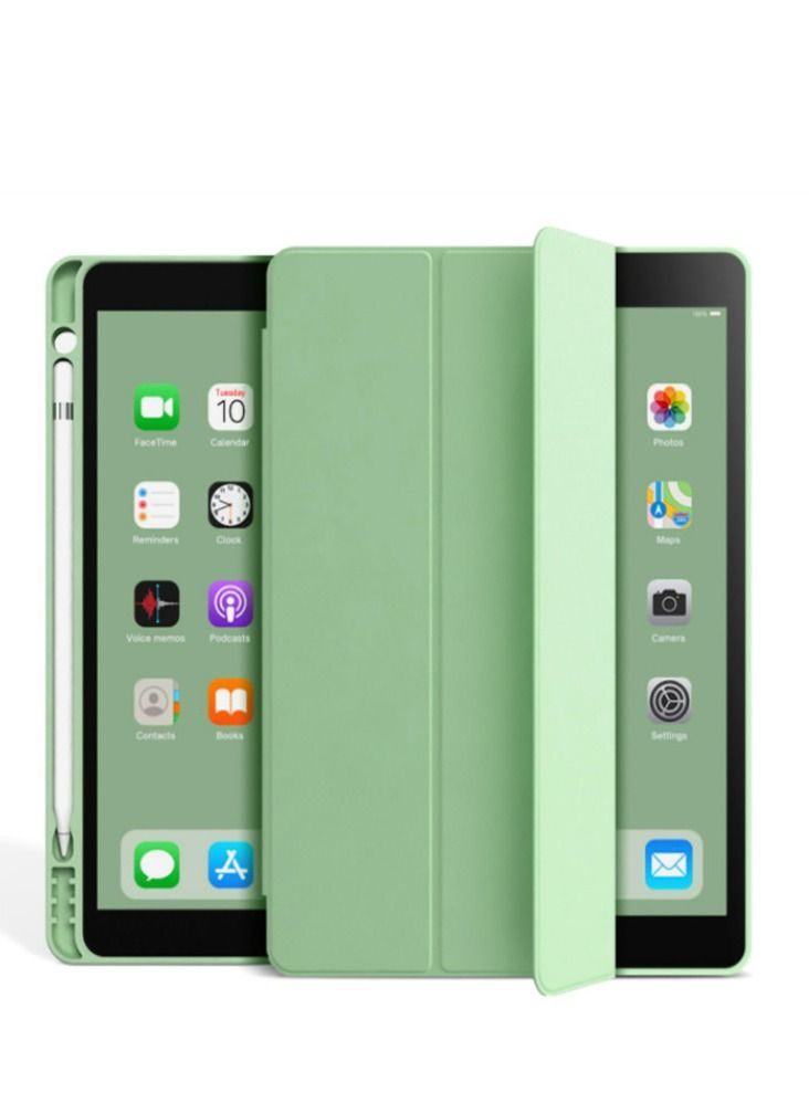 Loquat Matcha Green iPad case with pen slot 
