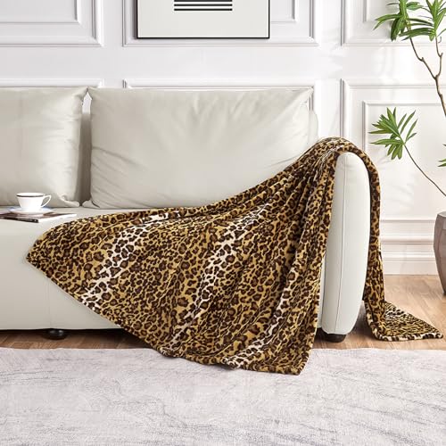 Edenleaf Leopard Print Blanket Fleece Throw for Bed Sofa Travel and Camping, Super Soft Cozy Fluffy Plush Cheetah Print Blanket for All Seasons 60"x80" (Dark Brown) - Image 2