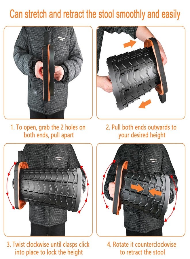 Boreeman كرسي بوريمان القابل للطي، كرسي مربع محمول، خفيف الوزن ولكنه أكثر متانة مع قدرة تحمل تصل إلى 400 رطل، كرسي قابل للطي مطور للتخييم وصيد الأسماك والمشي لمسافات طويلة والشواء (مربع برتقالي) - Image 5