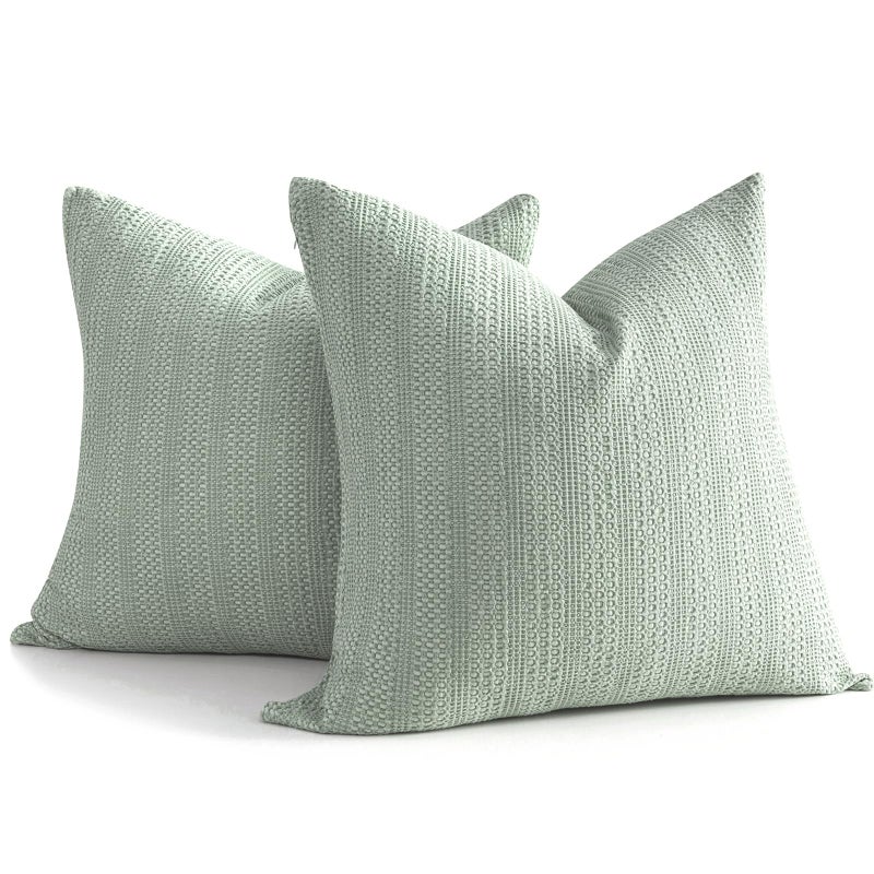 COCOPLOCEUS 26x26 Pillow Covers Boho Euro Shams Set of 2 Decorative Throw Pillow Covers Cotton Large Square Pillowcase for Couch Bed Sage Green
