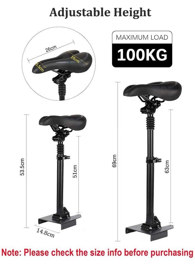 YIM-VIBEHAUS Scooter Seat Saddle, Scooter Seat Saddle Seat Attachment, Height-Adjustable Saddle Shock Absorption Electric Scooter Seat Replacement Compatible with Xiaomi M365/1S Electric Bike Scooter Electric Scooter Accessories  - Image 2