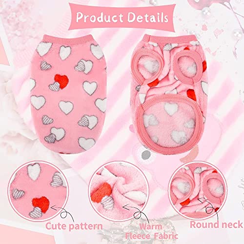 KUTKUT Cute Heart Print Fashion Soft Flannel Fleece Shirt For Small Puppy/Cat,Winter Shirt For Shizhtzu,Toy Poodle,Pug Etc (Size: Xl,Chest: 50 Cm,Back Length: 40 Cm),1 Count - Image 2