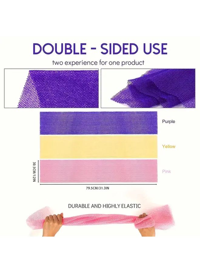 3pcs Random Colors Exfoliating Mesh Sponges Gentle Body Scrubber Quick Dry Durable - Image 3