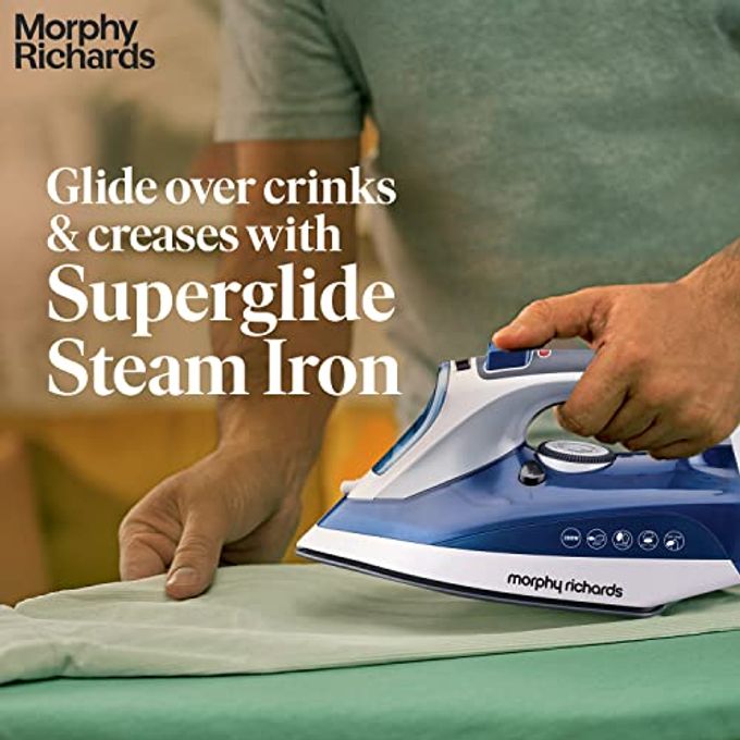 morphy richards Super Glide 2000W Steam Iron with Steam Burst, Vertical and Horizontal Ironing, Ceramic Coated Soleplate, Blue - Image 2