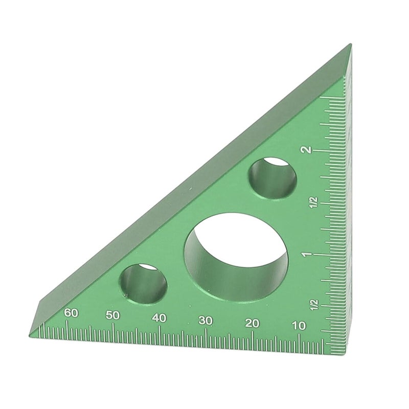 Yinhing 3in Right Angle Measure Ruler Aluminum Alloy 45 Degree Ruler for Accurate Woodworking Measurements Lightweight Carpenter Tool (Green) - Image 2