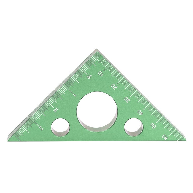 Yinhing 3in Right Angle Measure Ruler Aluminum Alloy 45 Degree Ruler for Accurate Woodworking Measurements Lightweight Carpenter Tool (Green) - Image 1