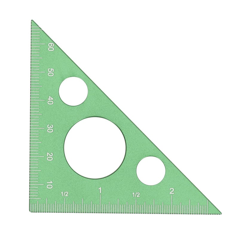 Yinhing 3in Right Angle Measure Ruler Aluminum Alloy 45 Degree Ruler for Accurate Woodworking Measurements Lightweight Carpenter Tool (Green) - Image 4