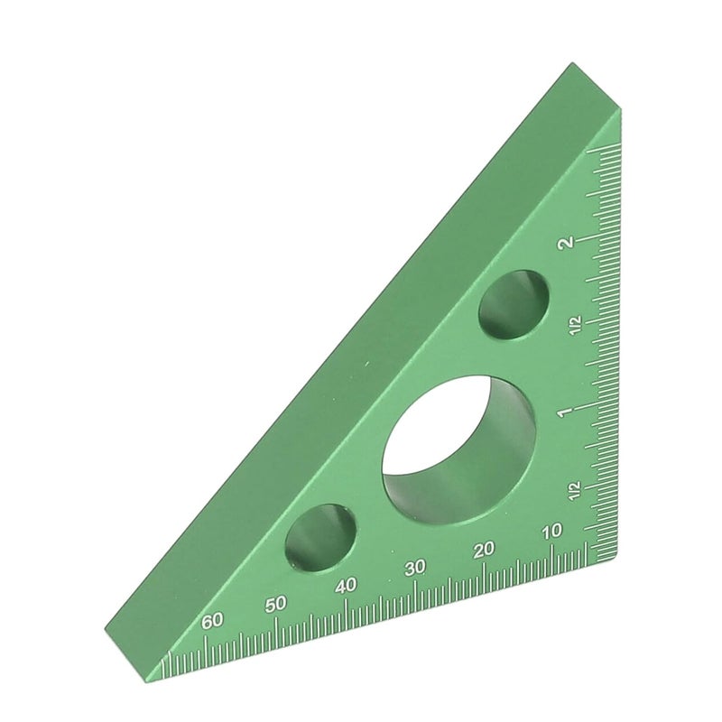 Yinhing 3in Right Angle Measure Ruler Aluminum Alloy 45 Degree Ruler for Accurate Woodworking Measurements Lightweight Carpenter Tool (Green) - Image 3