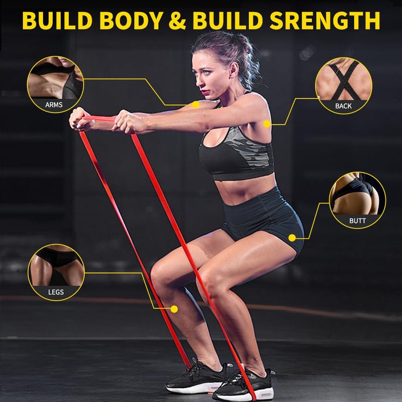 ROSAPOAR Resistance Band Pull up Band Fitness Exercise Bands Natural Latex for Workout Body Stretch Powerlifting Band Fitness Sport Training at Home/The Gym - Red - Image 4