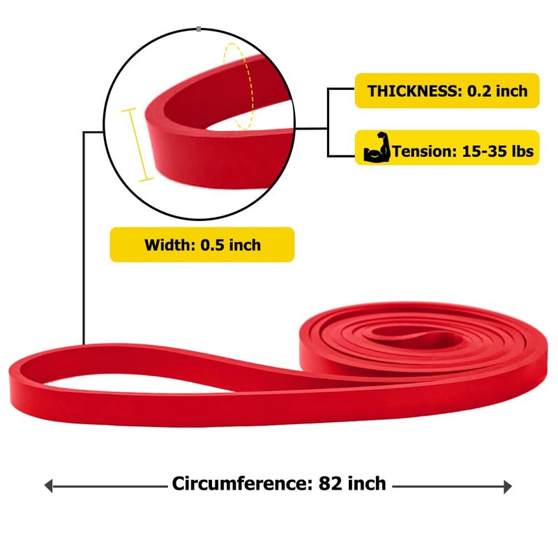 ROSAPOAR Resistance Band Pull up Band Fitness Exercise Bands Natural Latex for Workout Body Stretch Powerlifting Band Fitness Sport Training at Home/The Gym - Red - Image 1