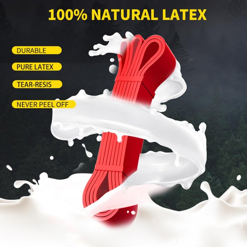 ROSAPOAR Resistance Band Pull up Band Fitness Exercise Bands Natural Latex for Workout Body Stretch Powerlifting Band Fitness Sport Training at Home/The Gym - Red - Image 3