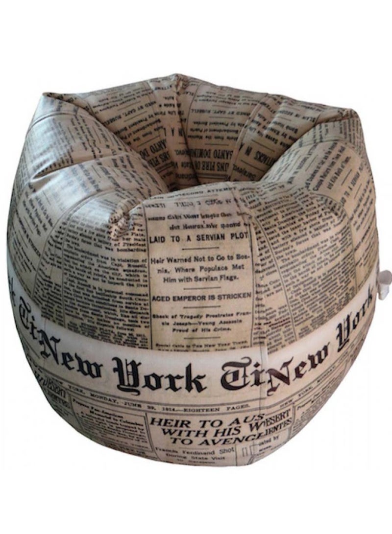 Fluffy Digital Printed Bean Bag New York Times Newspaper Theme XXL - Image 1