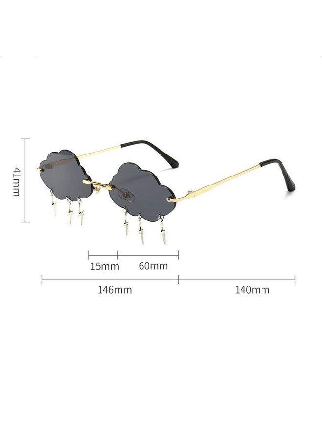 ENTHYI Cloud Lightning Sunglasses For Women Men Rimless Wave Glasses Eyewear For Party Rimless Sun Glasses (Blue Pink) - Image 4