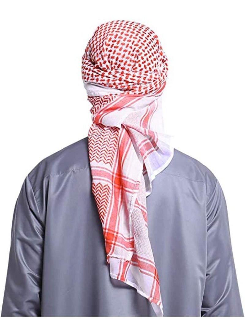 QUESERA حجاب رأس للرجال - حجاب إسلامي - وشاح رقبة للرجال - غطاء رأس عربي إسلامي - ملابس المسلمين - وشاح صيفي - عمامة - أغطية رأس - أحمر - Image 3