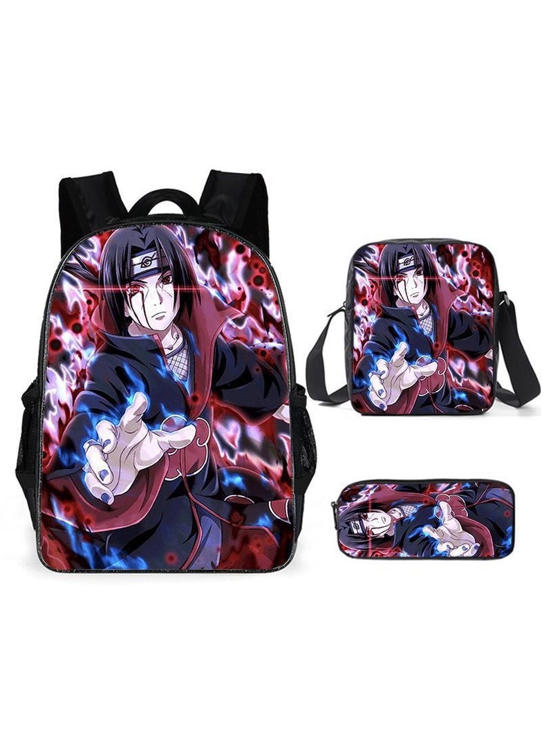 Naruto Cartoon Anime Student Backpack Three-Piece Set 29*42*16cm