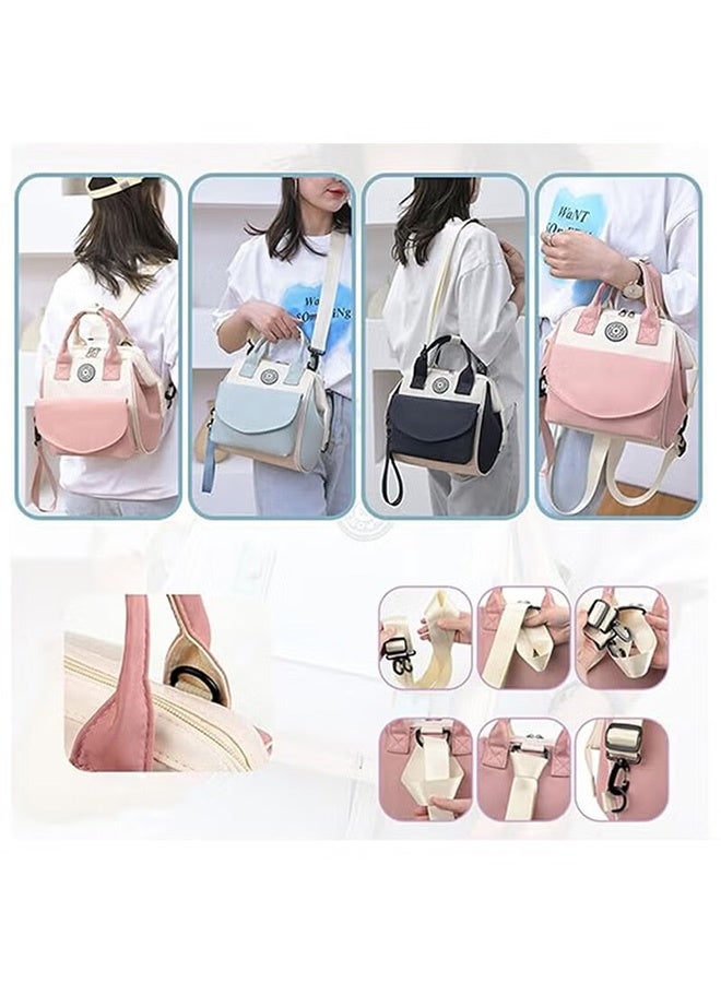 أجريون حقيبة حفاضات صغيرة للأولاد والبنات - حقيبة حفاضات مقاومة للماء مع جيوب معزولة، وحقائب تنظيم حفاضات ذكية صغيرة للأنشطة الخارجية، هدية مثالية لحفلات استقبال المولود (وردي) - Image 5