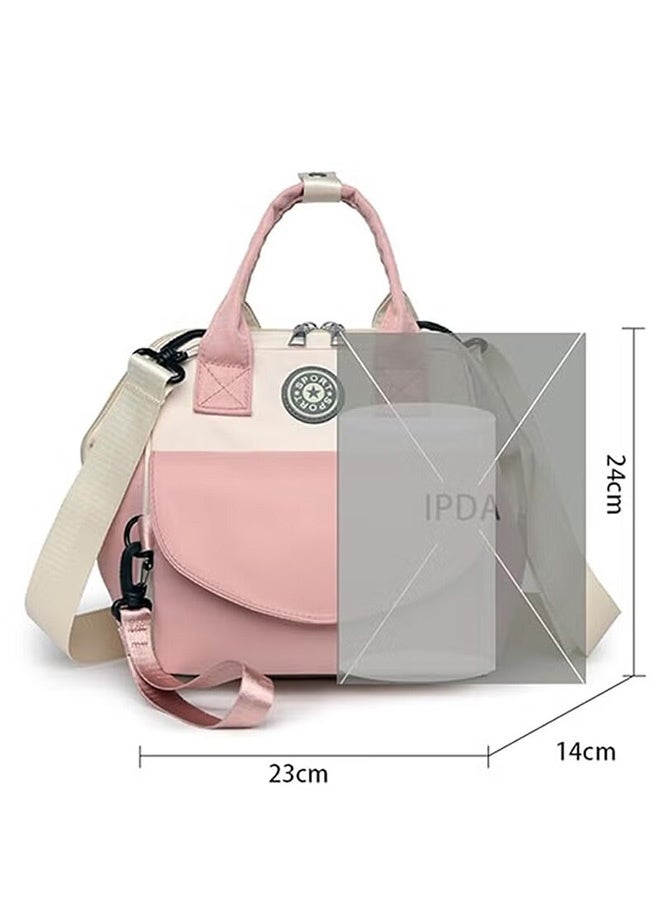 أجريون حقيبة حفاضات صغيرة للأولاد والبنات - حقيبة حفاضات مقاومة للماء مع جيوب معزولة، وحقائب تنظيم حفاضات ذكية صغيرة للأنشطة الخارجية، هدية مثالية لحفلات استقبال المولود (وردي) - Image 4