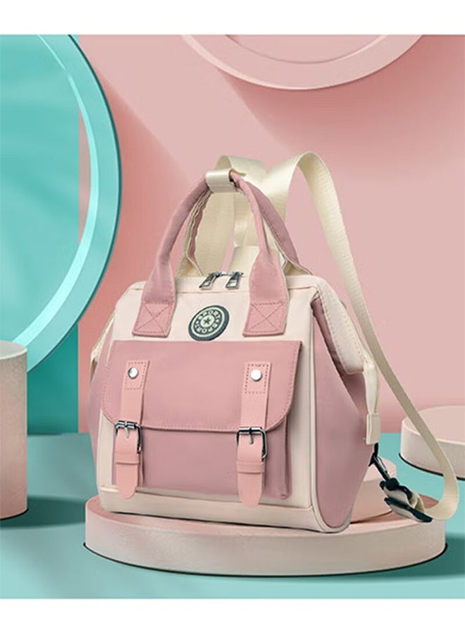 أجريون حقيبة حفاضات صغيرة للأولاد والبنات - حقيبة حفاضات مقاومة للماء مع جيوب معزولة، وحقائب تنظيم حفاضات ذكية صغيرة للأنشطة الخارجية، هدية مثالية لحفلات استقبال المولود (وردي) - Image 1