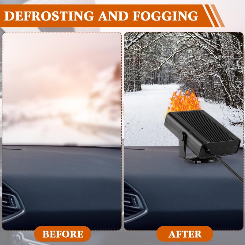 Datanly 2 Pcs 12v 150w Portable Car Heater for Vehicle Plugs into Cigarette Lighter, 360Â° Rotatable Windshield Defroster, 2 in 1 Auto Heater Fan Defogger Warmer Electric for Cars SUV Universal(Black) - Image 3