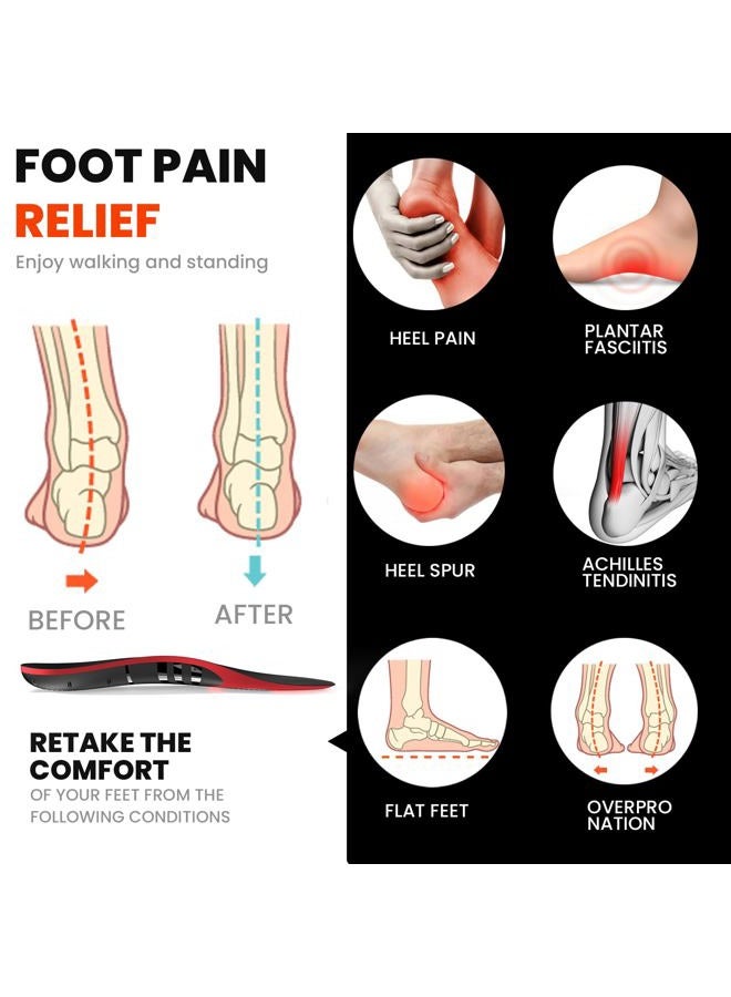 Kimihome Plantar Fasciitis Relief Insoles - High Arch Support Inserts - Heel Cups & Shoe Insoles for Heel Pain Relief - Heel Spur Relief Products - L - Image 2