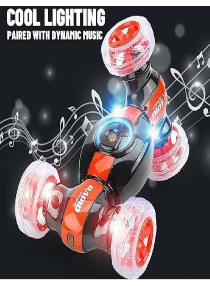 Remote Control Car with Watch - Invincible Stunt Car, 360 Degree Rotating Vehicle with Lights and Music, Twist Car Toy for Kids (Orange) - Image 2