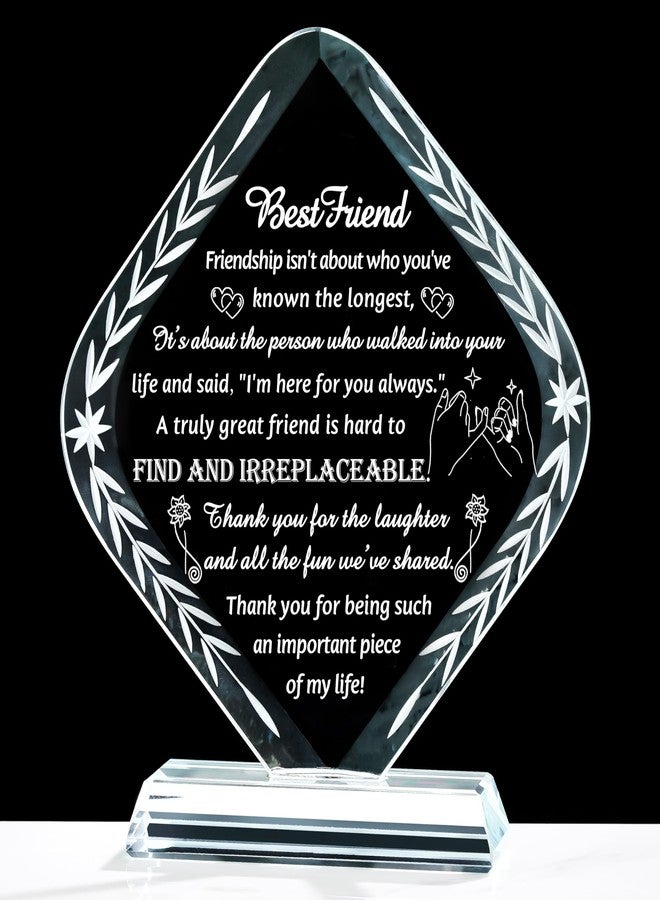 لوحة صداقة كريستالية محفورة بالليزر من موفديكا - هدية مميزة للنساء، الصديقات المقربات أو الأخوات، تذكار للصداقة الأبدية، هدية عيد ميلاد فريدة لأفضل صديقات النساء - Image 1