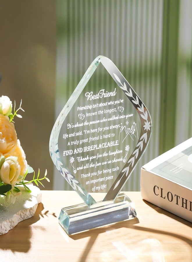 لوحة صداقة كريستالية محفورة بالليزر من موفديكا - هدية مميزة للنساء، الصديقات المقربات أو الأخوات، تذكار للصداقة الأبدية، هدية عيد ميلاد فريدة لأفضل صديقات النساء - Image 2