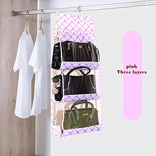 RHYDON 6 Pocket Foldable Hanging Purse Handbag Organizer for Storage Ladies Women Large Clear Hand Bag Storage Organizer Closet Tidy Wardrobe Rack Hangers Holder for Fashion Handbag Purse Pouch - Image 5