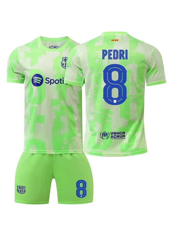 برشلونة 2024-2025 الموسم #8 بيدري لكرة القدم جيرسي السراويل دعوى حجم الأطفال وحجم الكبار ، هدية للجماهير والأصدقاء - Image 1