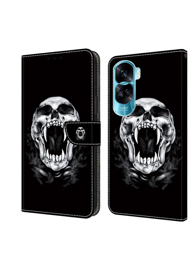 اس-توب جراب هاتف Honor 90 Lite مصنوع من الجلد المطلي بالكريستال - Image 1