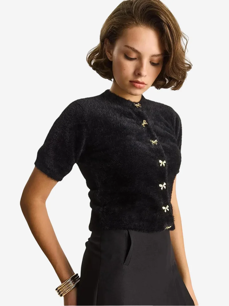 Bianco Lucci LUCCI Butterfly Buttoned Cardigan