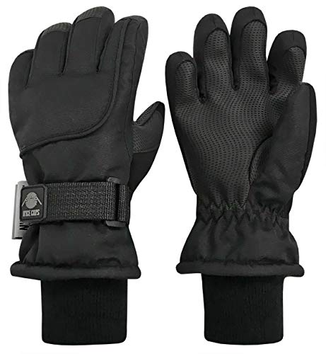 N'Ice Caps Kids Waterproof Winter Thinsulate Warm Gloves (Black - 100 Gram Thinsulate, 9-10 Years) - Image 1