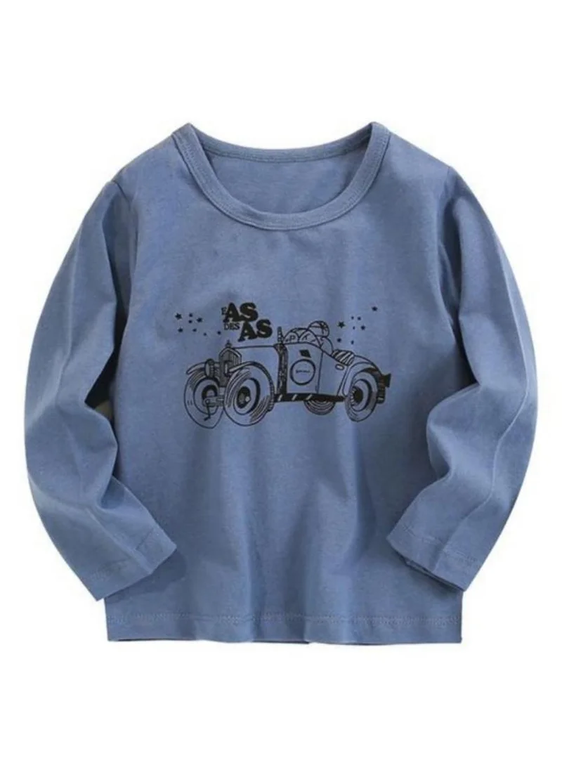 YUNIQEE Blue Printed Round Neck T-shirt