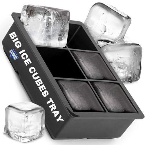 F8WARES 1PK Silicone Big Ice Cube Tray - Jumbo Square Silicone Ice Cube Tray with Big Ice Cube Moulds - Ice Cube Trays for Freezer - 2 Inch Ice Tray for Fridge - Ice Trays for Freezer Big Size - Image 1