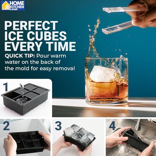 F8WARES 1PK Silicone Big Ice Cube Tray - Jumbo Square Silicone Ice Cube Tray with Big Ice Cube Moulds - Ice Cube Trays for Freezer - 2 Inch Ice Tray for Fridge - Ice Trays for Freezer Big Size - Image 4