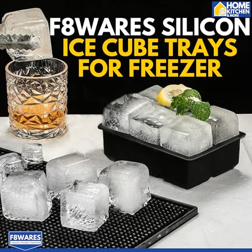 F8WARES 1PK Silicone Big Ice Cube Tray - Jumbo Square Silicone Ice Cube Tray with Big Ice Cube Moulds - Ice Cube Trays for Freezer - 2 Inch Ice Tray for Fridge - Ice Trays for Freezer Big Size - Image 2