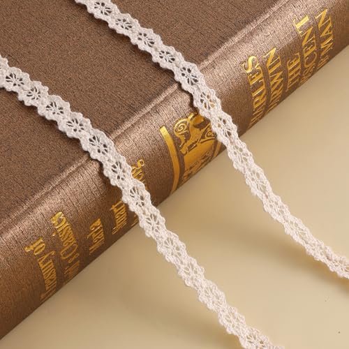 Vintage Cotton Lace Ribbon Bridal Wedding Decoration Beige Lace Trim for Scrapbooking DIY 10 Yards 1CM